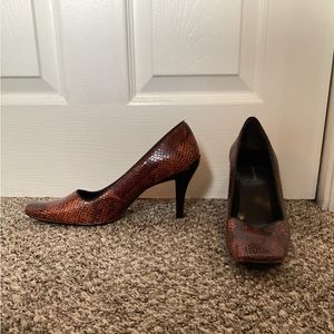 Vintage 90s Red Snakeskin Enzo Angiolini heels